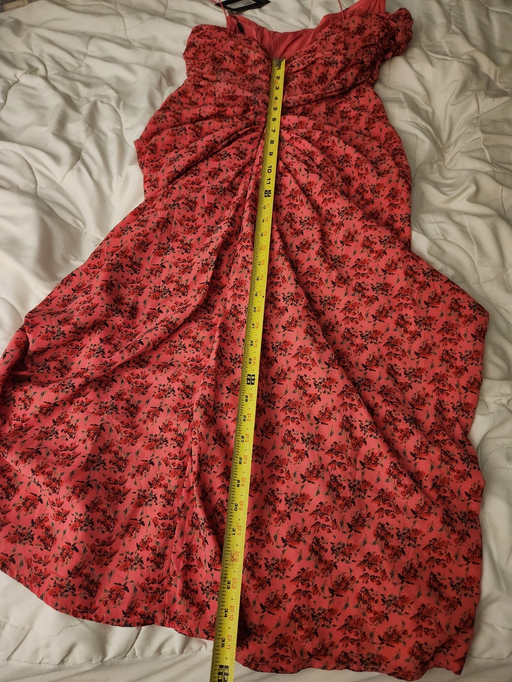 PrettyLittleThing Pink Floral Ruched Drape Midaxi Dress NWT Size 10 - Picture 8 of 11